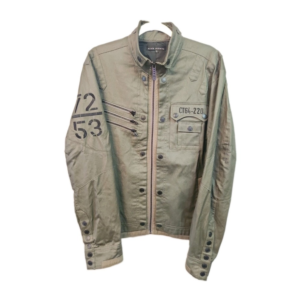 Y2K Affliction Black Premium Military Embroidered Zip Jacket Men's LG Green